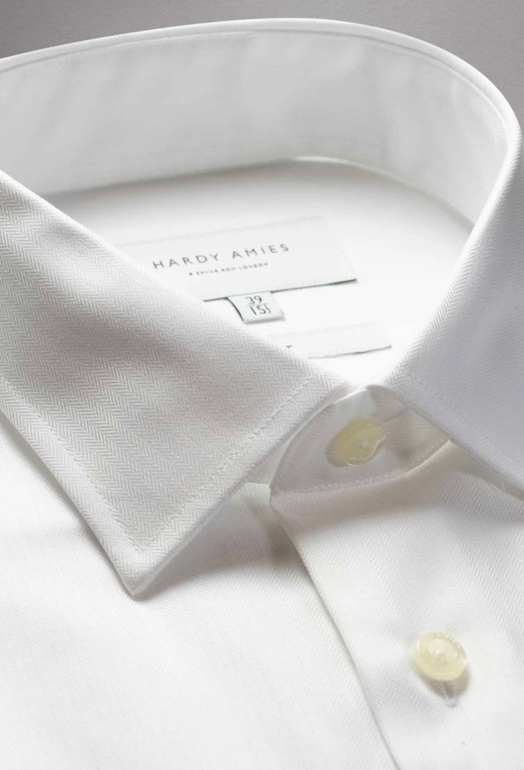 HARDY AMIES FRENCH CUFF SLIM FIT HERRINGBONE WEAVE 100% COTTON DRESS SHIRT HA001SFF