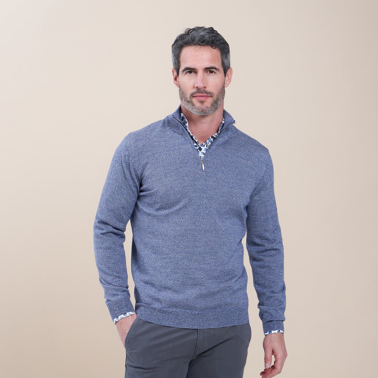 R2 MERINO WOOL 1/4 ZIP KNIT