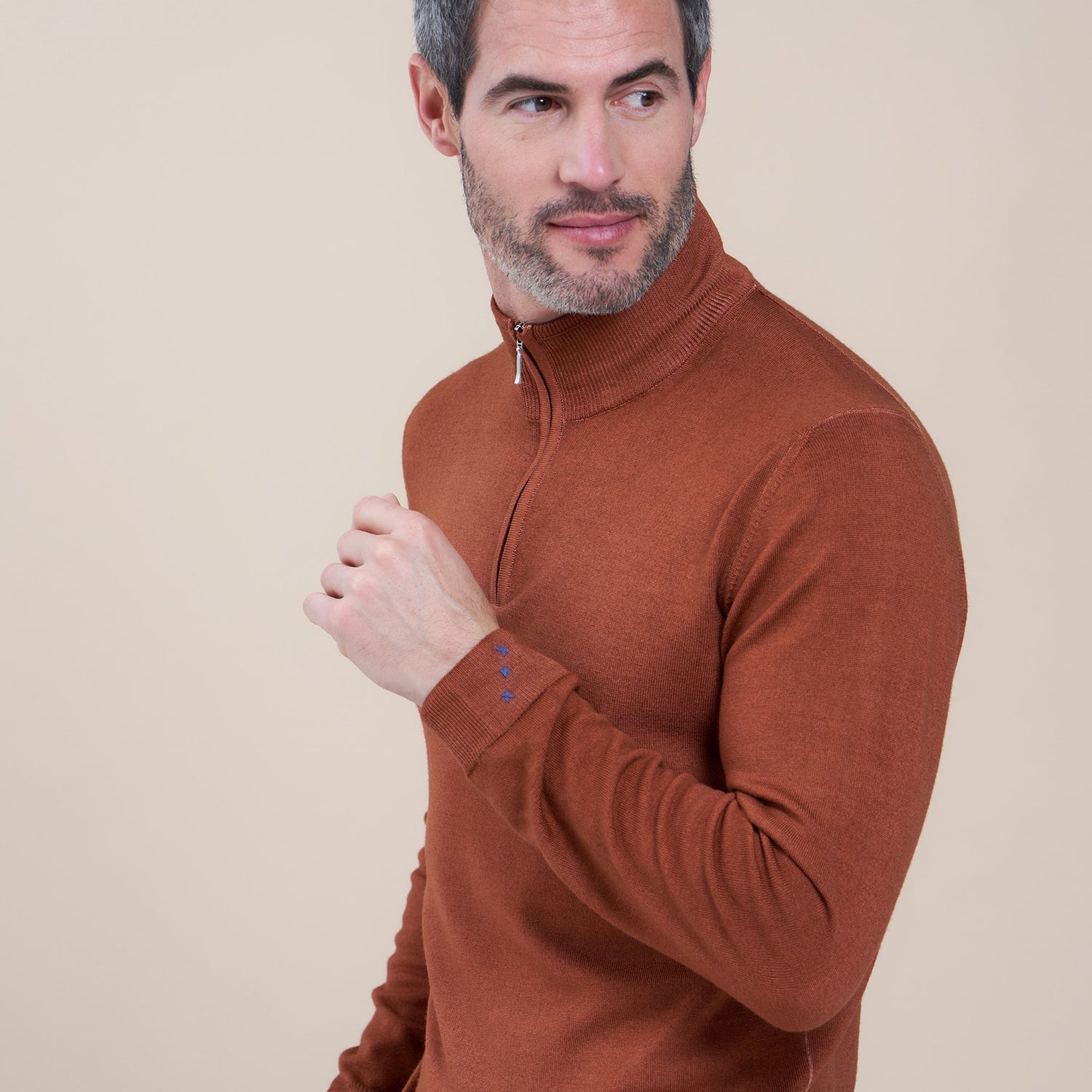 R2 MERINO WOOL 1/4 ZIP KNIT
