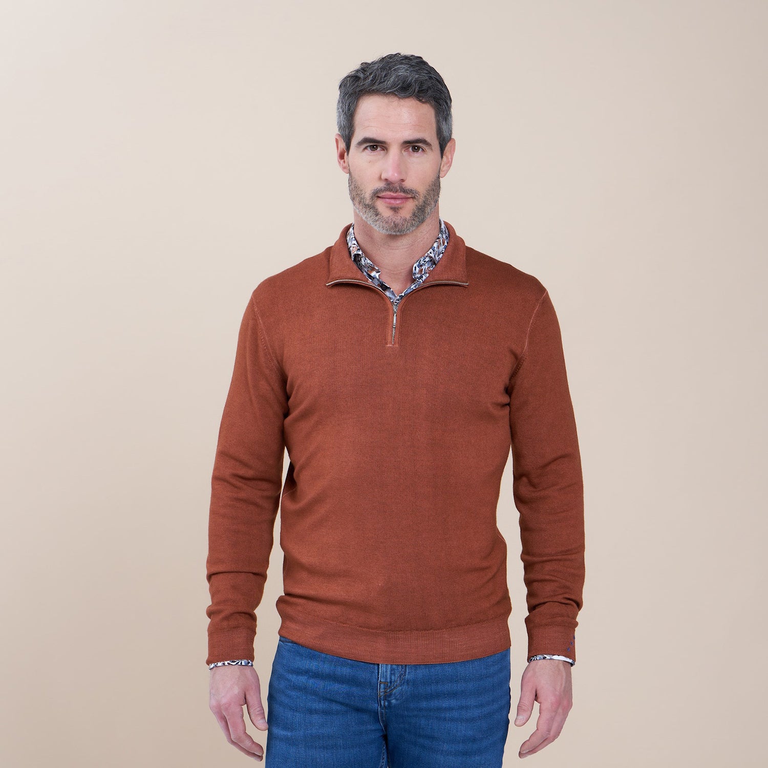 R2 MERINO WOOL 1/4 ZIP KNIT