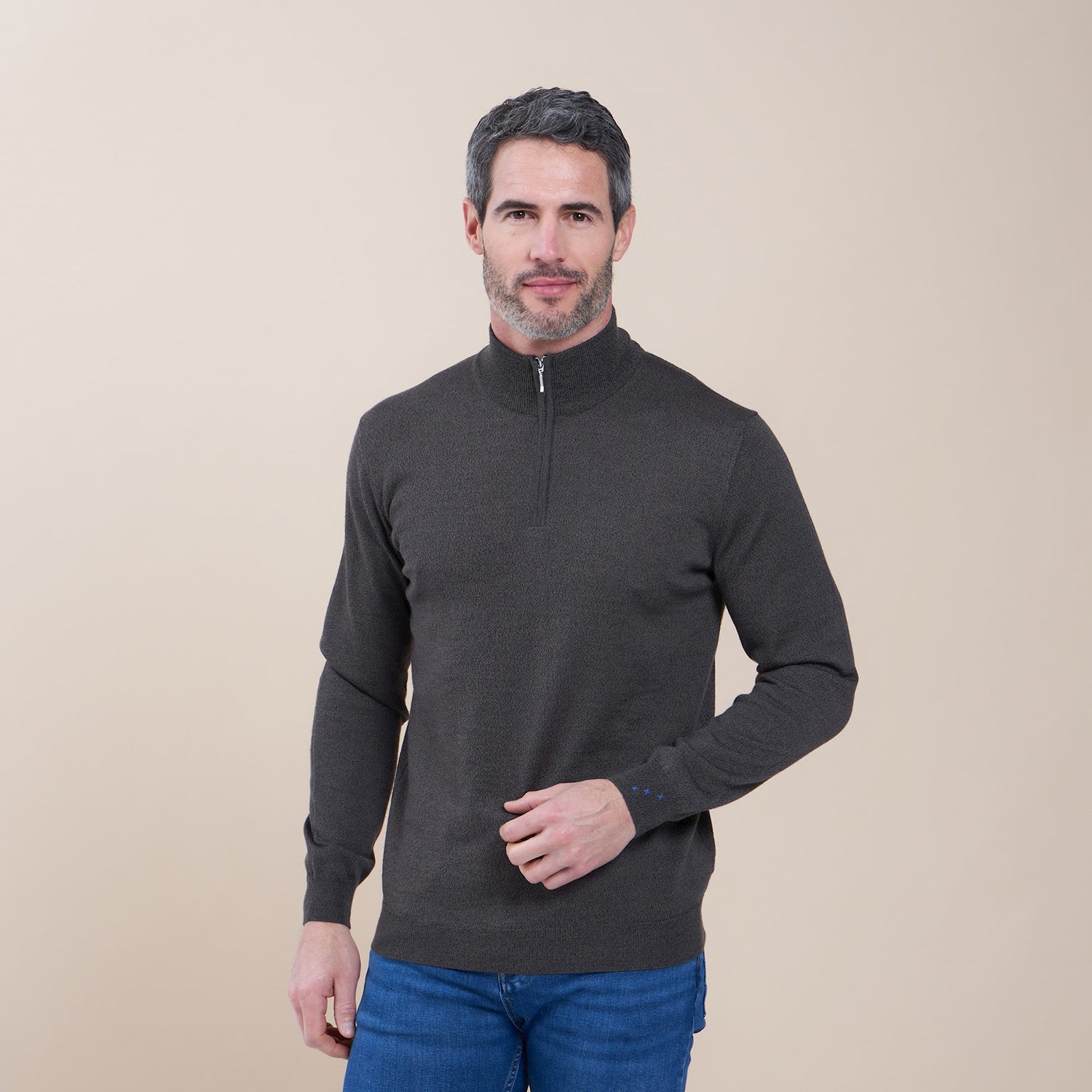 R2 MERINO WOOL 1/4 ZIP KNIT