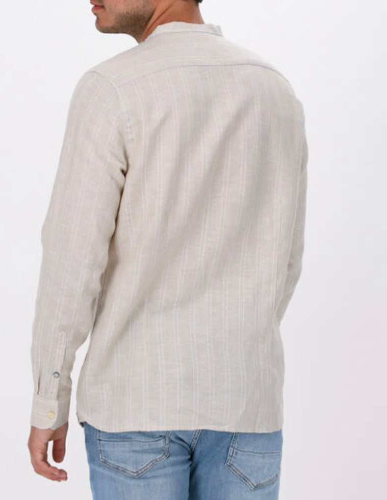 DSZ MAO COLLAR STRIPE LINEN L/S SHIRT