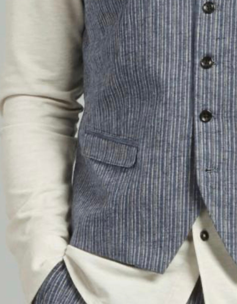 DSZ STRIPE LINEN WAISTCOAT