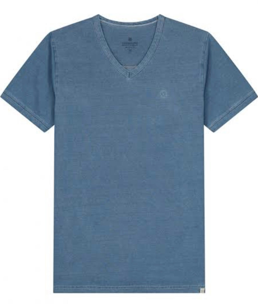DSZ INDIGO KNITTED V-NECK T-SHIRT