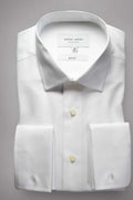 HARDY AMIES FRENCH CUFF SLIM FIT HERRINGBONE WEAVE 100% COTTON DRESS SHIRT HA001SFF