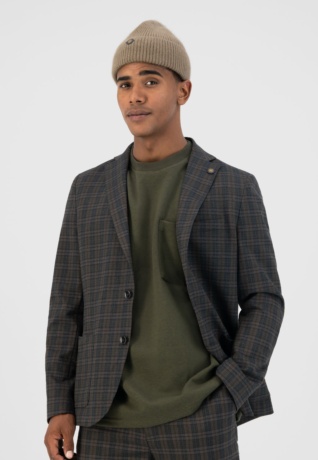 DSZ BRUSHED CHECK STRETCH BLAZER