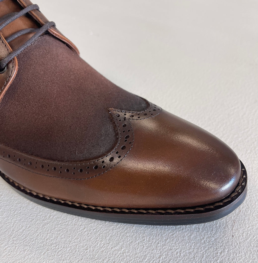 FERRACINI ISMAEEL LEATHER SUEDE WING TIP DRESS SHOE 5699