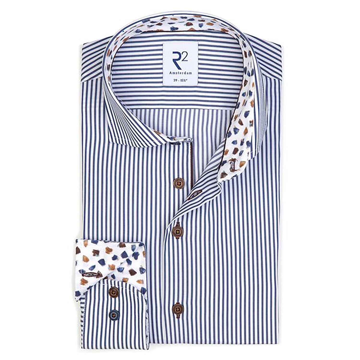 R2 AMSTERDAM STRIPE L/S DRESS SHIRT
